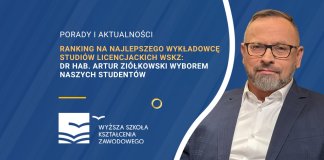 Ranking na najlepszego wykładowcę studiów licencjackich WSKZ: dr hab. Artur Ziółkowski wyborem naszych studentów